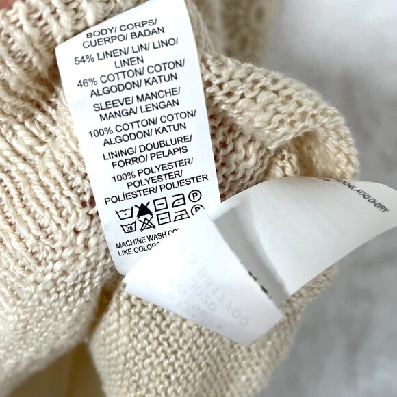 Lucky Brand Sweater Womens L Cream Linen Blend Layered Chiffon Crochet Tunic - Picture 9 of 9